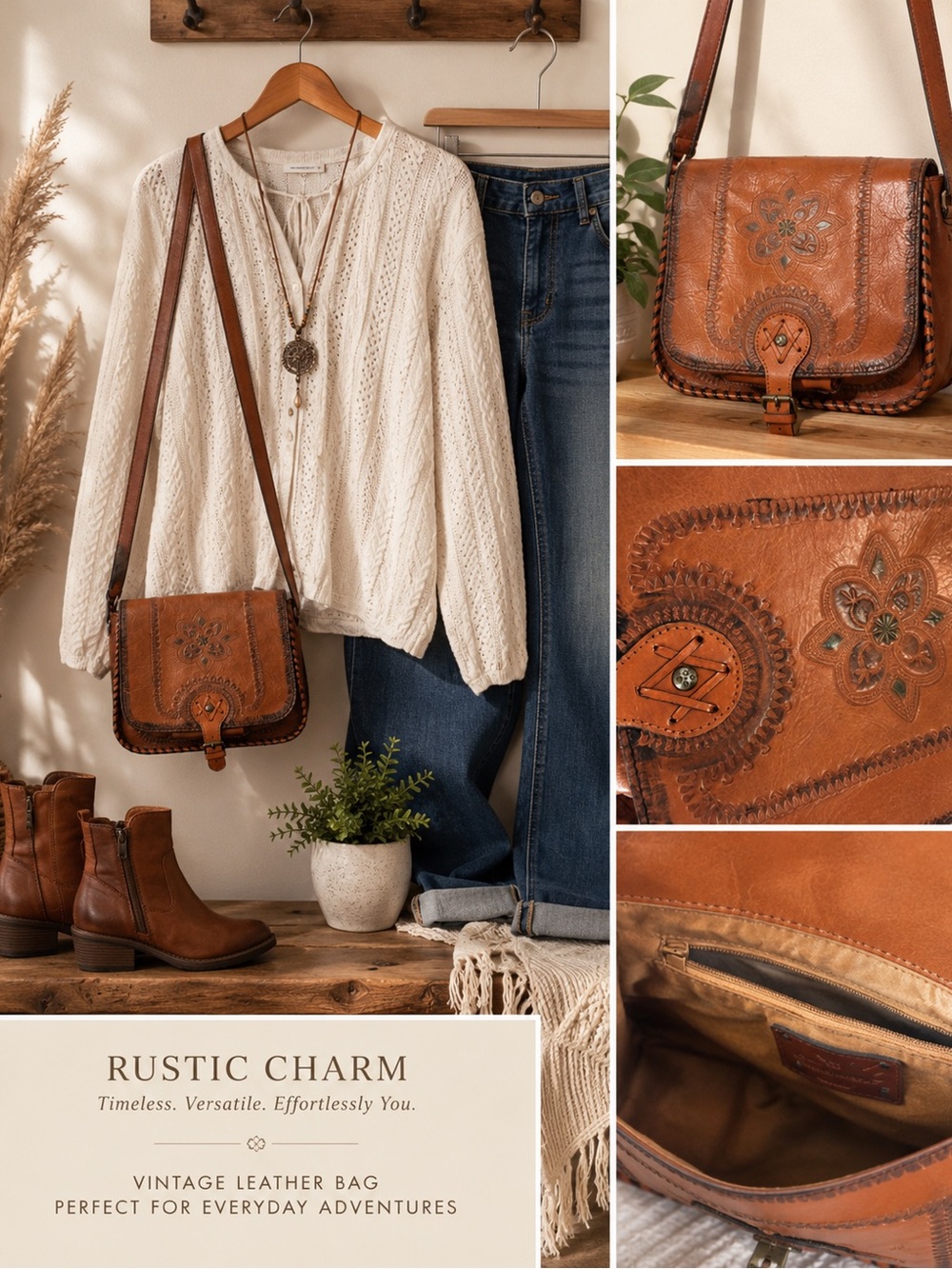 Patricia Nash Brown Tooled Leather Crossbody Bag